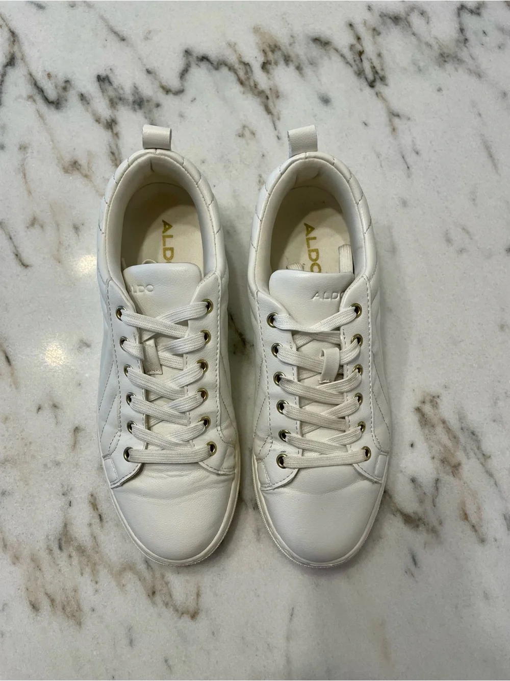 ALDO White Quilted Platform Lace-Up Sneakers